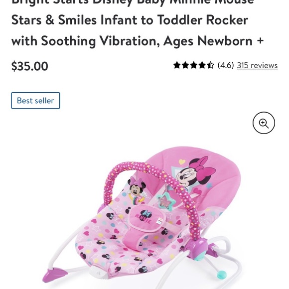 Baby Minnie Mouse & Smiles Infant to Toddler Rocker with Soothing Vibration - Picture 2 of 2